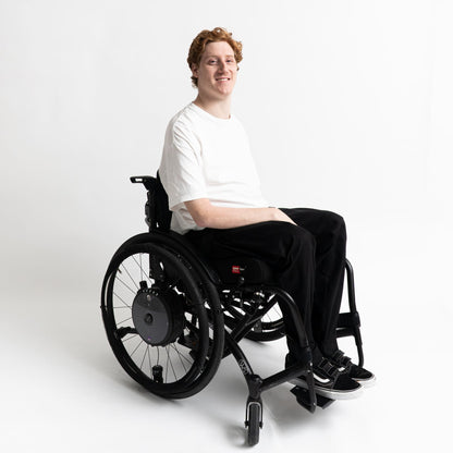 side view of adaptive pants with no rear seams or pockets, designed to reduce pressure risks. side detail