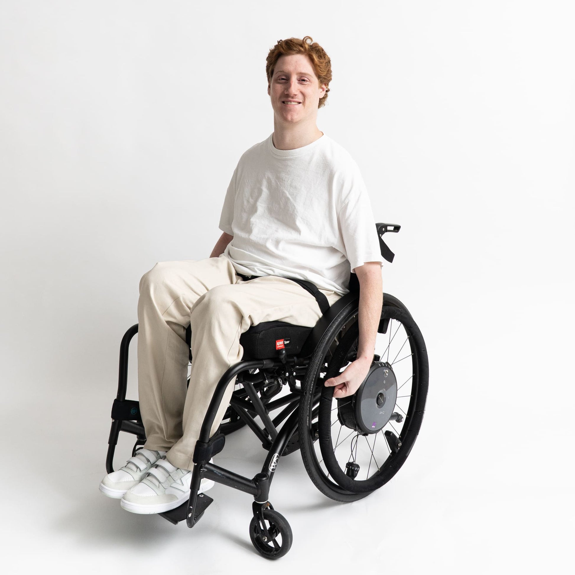 “side view of adaptive pants with no rear seams or pockets, designed to reduce pressure risks.”

